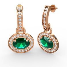 Vela Küpe - Yeşil kuvars ve swarovski 14 ayar rose altın küpe #11wuf0k