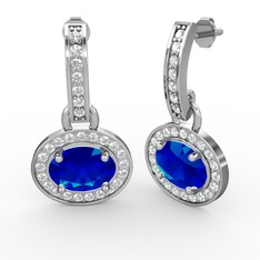 Lab safir ve pırlanta 925 ayar gümüş küpe (0.616 karat)