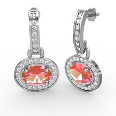 Vela Küpe - Pembe kuvars ve swarovski 925 ayar gümüş küpe #182sqxk