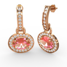 Vela Küpe - Pembe kuvars ve swarovski 18 ayar rose altın küpe #190a3fs