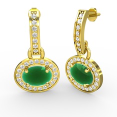 Kök zümrüt ve swarovski 925 ayar altın kaplama gümüş küpe