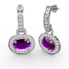 Ametist ve beyaz zirkon 925 ayar gümüş küpe