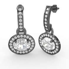 Vela Küpe - Beyaz zirkon ve swarovski 925 ayar siyah rodyum kaplama gümüş küpe #1gb84mj