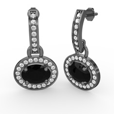 Siyah zirkon ve swarovski 925 ayar siyah rodyum kaplama gümüş küpe