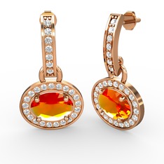 Sitrin ve swarovski 925 ayar rose altın kaplama gümüş küpe