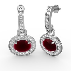 Vela Küpe - Kök yakut ve beyaz zirkon 8 ayar beyaz altın küpe #1r7jro7