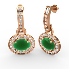 Vela Küpe - Kök zümrüt ve swarovski 8 ayar rose altın küpe #1vo0bip