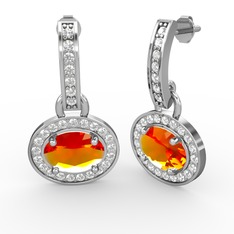 Sitrin ve beyaz zirkon 925 ayar gümüş küpe