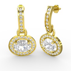 Beyaz zirkon ve swarovski 8 ayar altın küpe