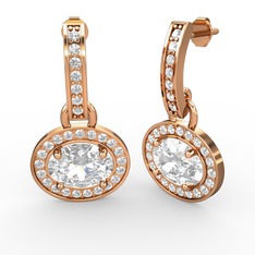 Beyaz zirkon 925 ayar rose altın kaplama gümüş küpe