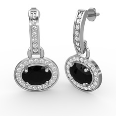 Vela Küpe - Siyah zirkon ve swarovski 8 ayar beyaz altın küpe #cql4bb