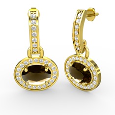 Vela Küpe - Dumanlı kuvars ve swarovski 925 ayar altın kaplama gümüş küpe #gdpk5k