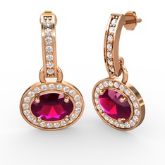 Vela Küpe - Rodolit garnet ve swarovski 14 ayar rose altın küpe #l0varv