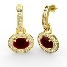 Vela Küpe - Kök yakut ve pırlanta 18 ayar altın küpe (0.616 karat) #nr357e