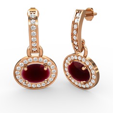 Kök yakut ve pırlanta 8 ayar rose altın küpe (0.616 karat)