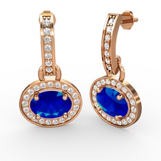 Vela Küpe - Lab safir ve swarovski 8 ayar rose altın küpe #z0fbft