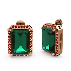 Avis Küpe - Yeşil kuvars ve garnet 8 ayar rose altın küpe #11voggv