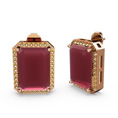 Avis Küpe - Kök yakut ve sitrin 8 ayar rose altın küpe #14vnqa1