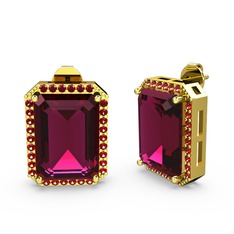 Avis Küpe - Rodolit garnet ve garnet 925 ayar altın kaplama gümüş küpe #167dls8