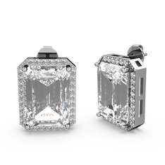 Beyaz zirkon ve swarovski 18 ayar beyaz altın küpe