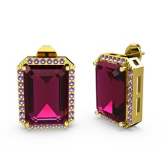 Rodolit garnet ve ametist 8 ayar altın küpe