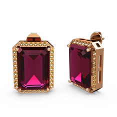 Avis Küpe - Rodolit garnet ve sitrin 18 ayar rose altın küpe #18757df