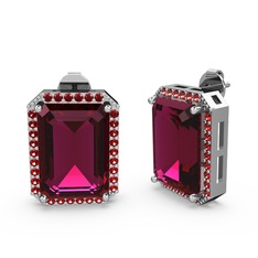 Avis Küpe - Rodolit garnet ve garnet 8 ayar beyaz altın küpe #188tifl
