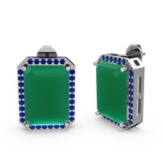 Avis Küpe - Kök zümrüt ve lab safir 14 ayar beyaz altın küpe #18q970