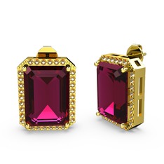 Rodolit garnet ve sitrin 8 ayar altın küpe