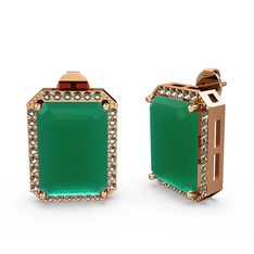 Avis Küpe - Kök zümrüt ve dumanlı kuvars 8 ayar rose altın küpe #1ai2gmr