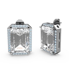 Avis Küpe - Swarovski ve akuamarin 18 ayar beyaz altın küpe #1cjnk9h