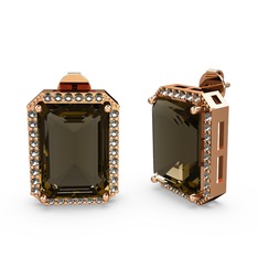 Avis Küpe - Dumanlı kuvars 14 ayar rose altın küpe #1cytzot