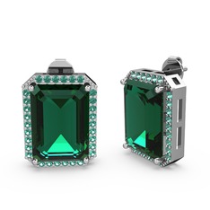 Avis Küpe - Yeşil kuvars 8 ayar beyaz altın küpe #1czvgka