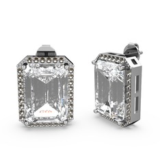 Beyaz zirkon ve dumanlı kuvars 925 ayar gümüş küpe