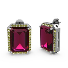 Avis Küpe - Rodolit garnet ve peridot 8 ayar beyaz altın küpe #1ed3gl8