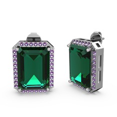 Avis Küpe - Yeşil kuvars ve ametist 925 ayar gümüş küpe #1fgr43