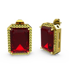 Garnet ve peridot 925 ayar altın kaplama gümüş küpe