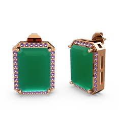 Avis Küpe - Kök zümrüt ve ametist 14 ayar rose altın küpe #1grrfe8