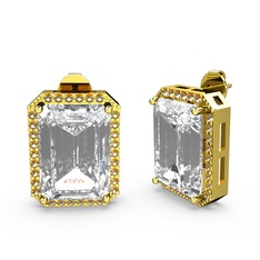 Avis Küpe - Swarovski ve sitrin 8 ayar altın küpe #1h40lw4