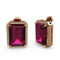 Rodolit garnet ve dumanlı kuvars 18 ayar rose altın küpe