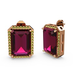 Avis Küpe - Rodolit garnet ve peridot 925 ayar rose altın kaplama gümüş küpe #1iwvtir