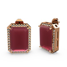 Avis Küpe - Kök yakut ve dumanlı kuvars 8 ayar rose altın küpe #1jsja42