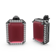 Avis Küpe - Kök yakut ve swarovski 925 ayar siyah rodyum kaplama gümüş küpe #1k6pmp3