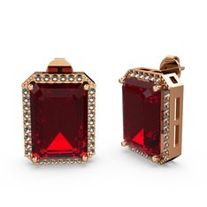 Avis Küpe - Garnet ve dumanlı kuvars 18 ayar rose altın küpe #1ksfu37