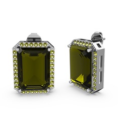 Peridot 8 ayar beyaz altın küpe