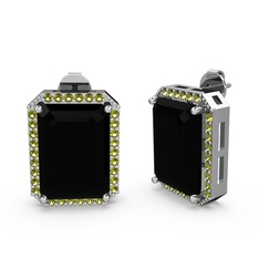 Avis Küpe - Siyah zirkon ve peridot 925 ayar gümüş küpe #1l2o8co