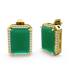 Avis Küpe - Kök zümrüt ve swarovski 8 ayar altın küpe #1mt6774