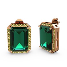 Yeşil kuvars ve peridot 14 ayar rose altın küpe