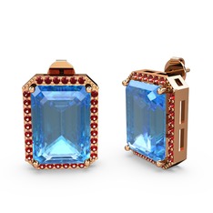 Avis Küpe - Akuamarin ve garnet 8 ayar rose altın küpe #1qwtls6