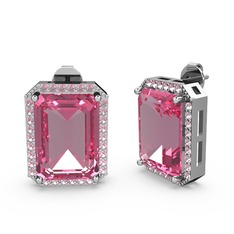 Avis Küpe - Pembe kuvars 14 ayar beyaz altın küpe #1smqvnq